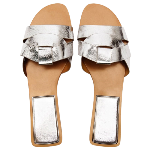 Sandália Baixa Prateada