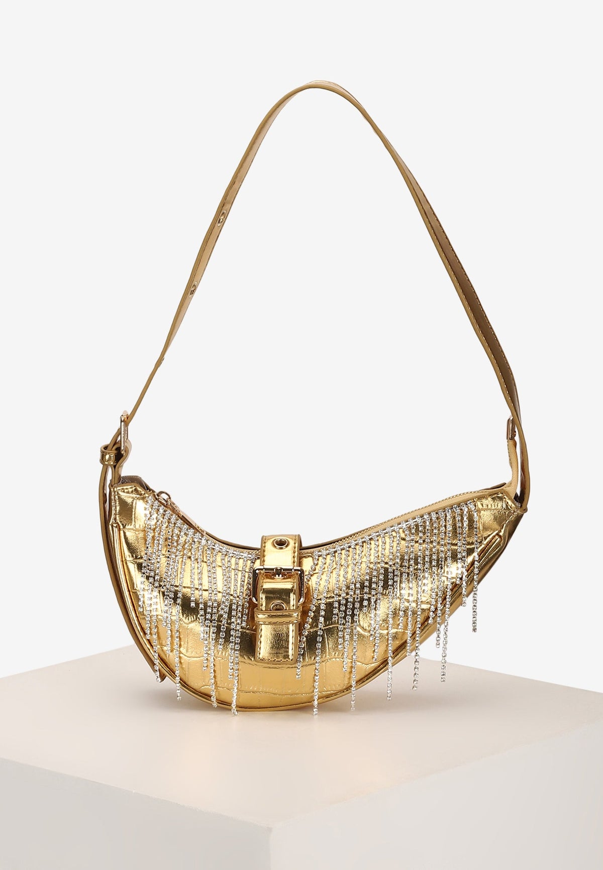 Bolsa de Ombro Dourada Diamant