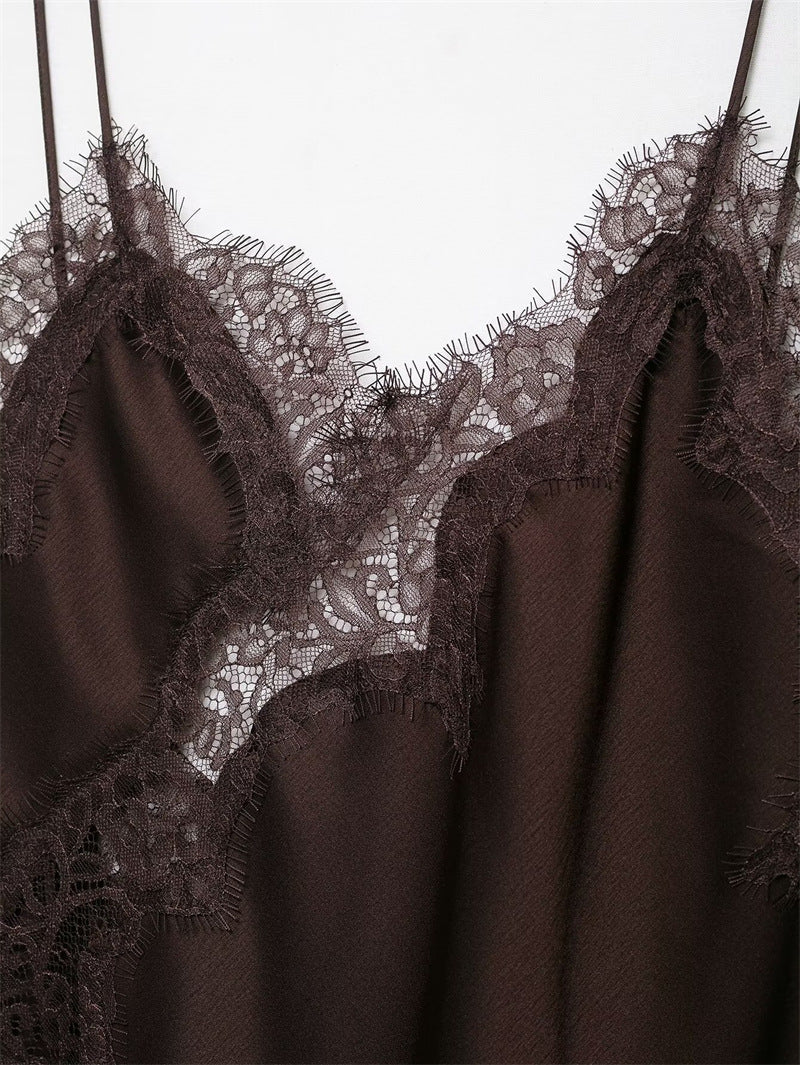 Vestido Curto Acetinado com Renda - Bizat