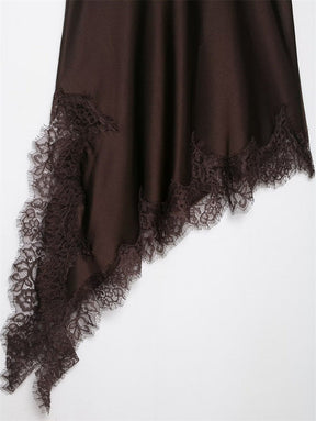 Vestido Curto Acetinado com Renda - Bizat